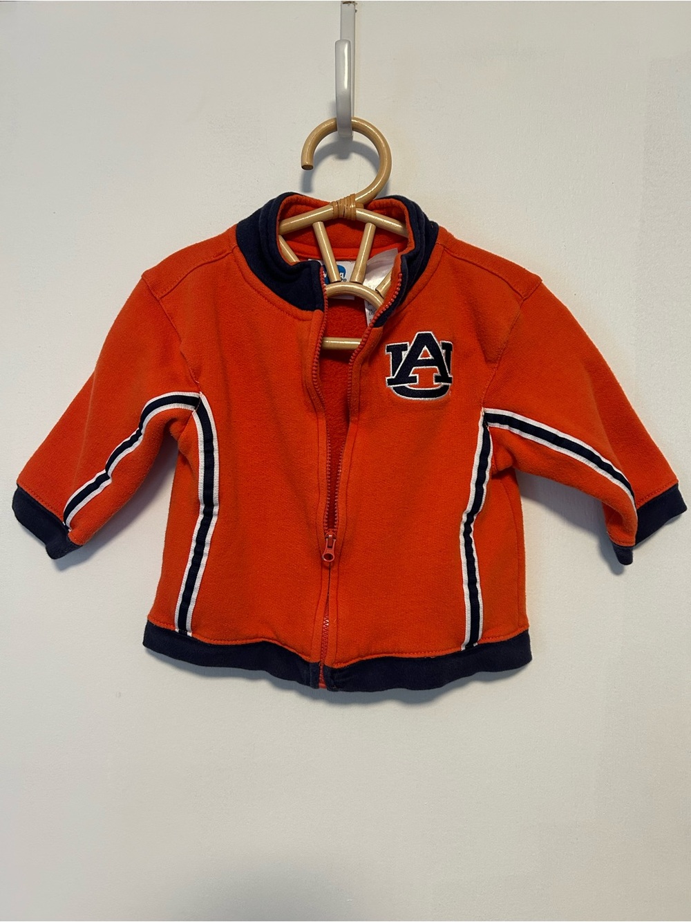 NCAA Orange and Navy Kids Zip-Up Hoodie with Auburn Logo